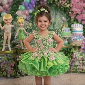 Girls tinker bell inspired birthday Princess pageant pistachio cupcake dress.